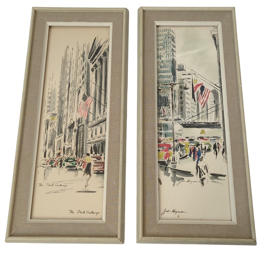 JOHN HAYMSON N.Y. STOCK EXCHANGE NEW YORK VINTAGE 50S MID‎ CENTURY LITHOGRAPH